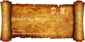 Dohány Milla névjegykártya